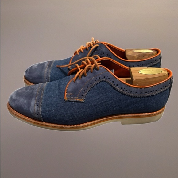 Allen Edmonds Denim Blue and Orange Oxfords - Picture 5 of 8